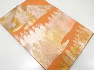 未使用品　霞に樹木模様織り出し　名古屋帯